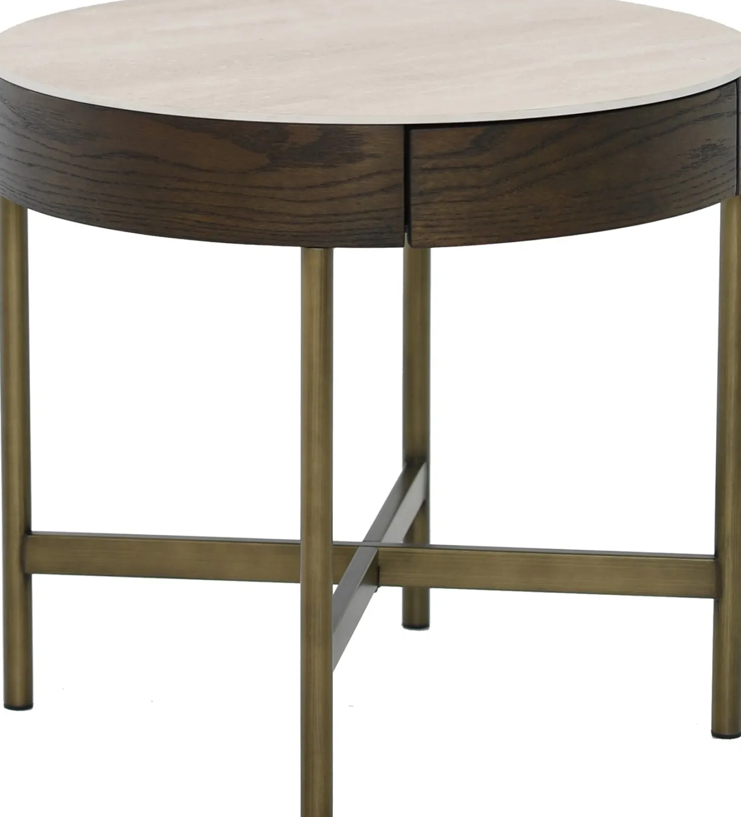 Novum Satsbord 90/55 cm Rund Brun / Bronz / Keramisk Travertin
