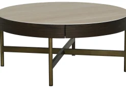 Novum Satsbord 90/55 cm Rund Brun / Bronz / Keramisk Travertin