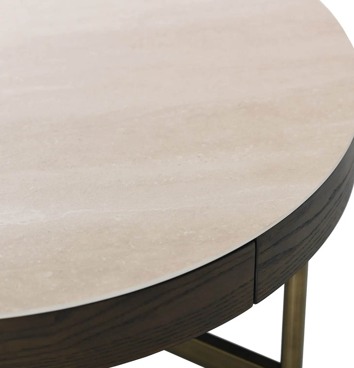 Novum Satsbord 90/55 cm Rund Brun / Bronz / Keramisk Travertin