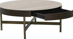 Novum Satsbord 90/55 cm Rund Brun / Bronz / Keramisk Travertin