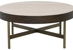 Novum Soffbord 90 cm Rund Brun / Bronz / Keramisk Travertin