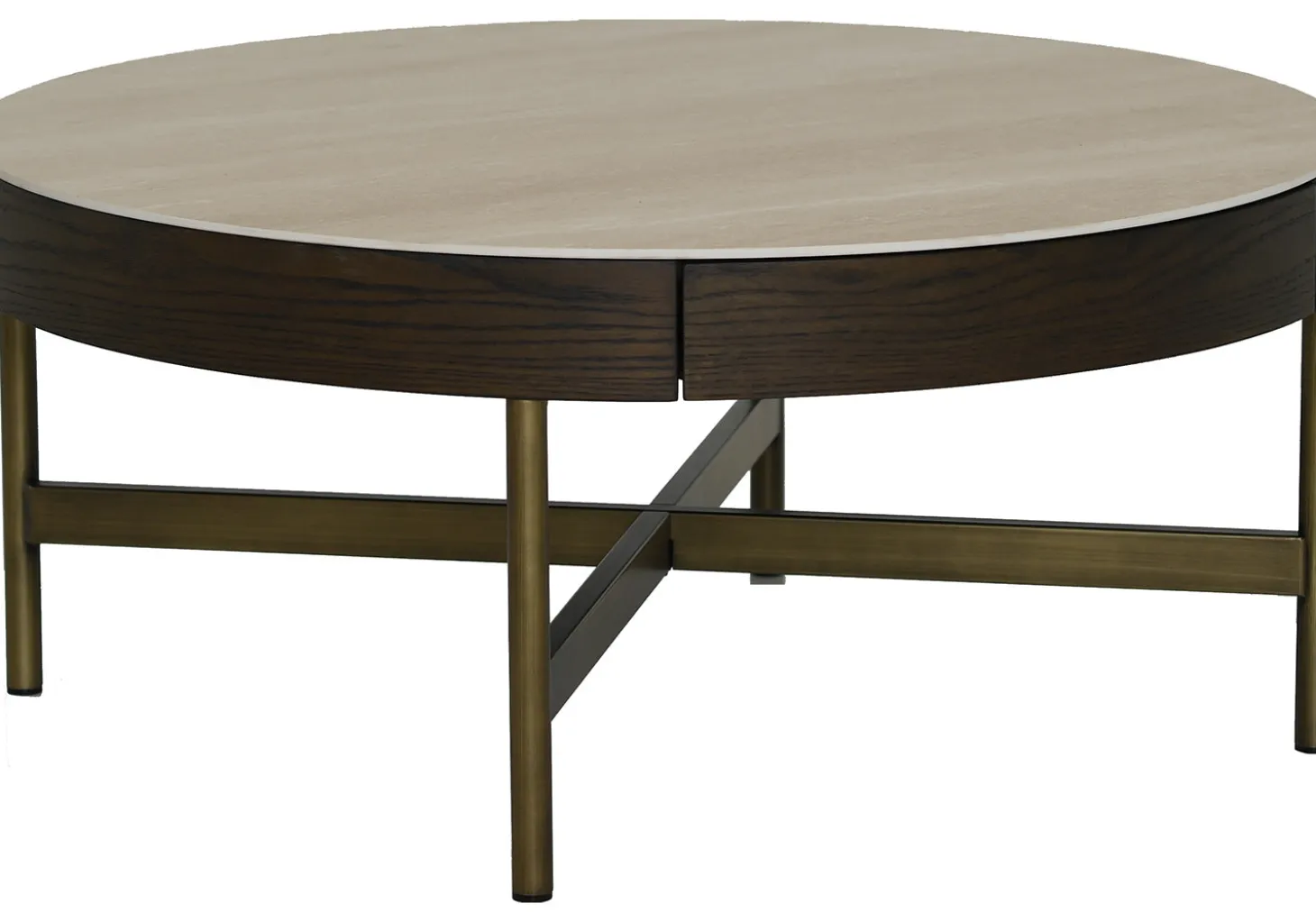 Novum Soffbord 90 cm Rund Brun / Bronz / Keramisk Travertin