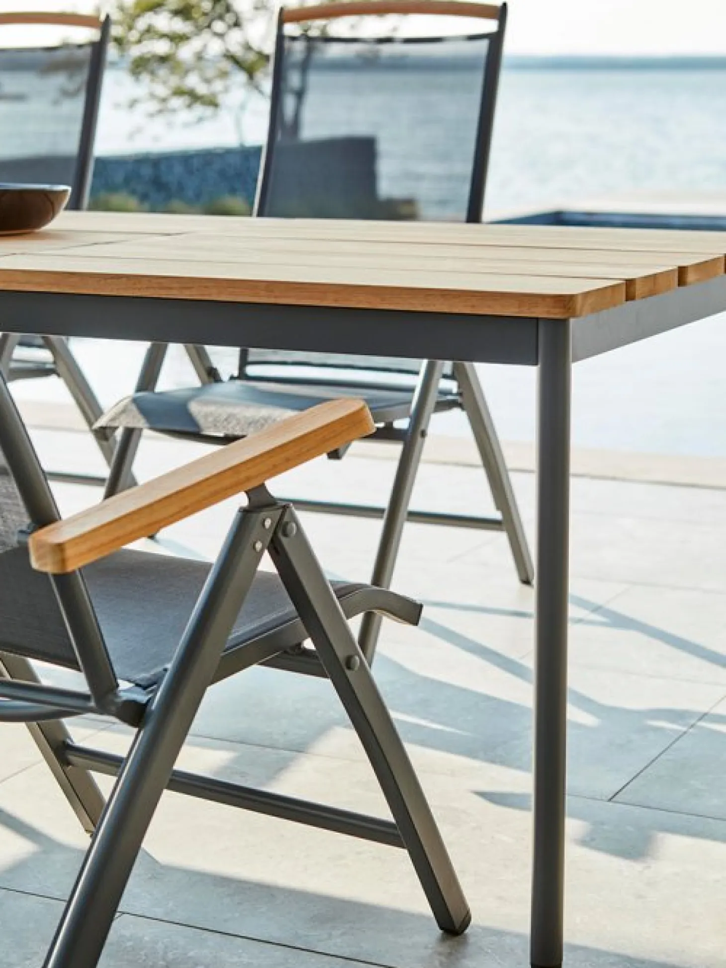 Nox Bord 240x90 cm Grå / Teak