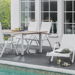 Nydala Matgrupp Vit/Teak - Bord 96x200-280 ink 6st Pos.
