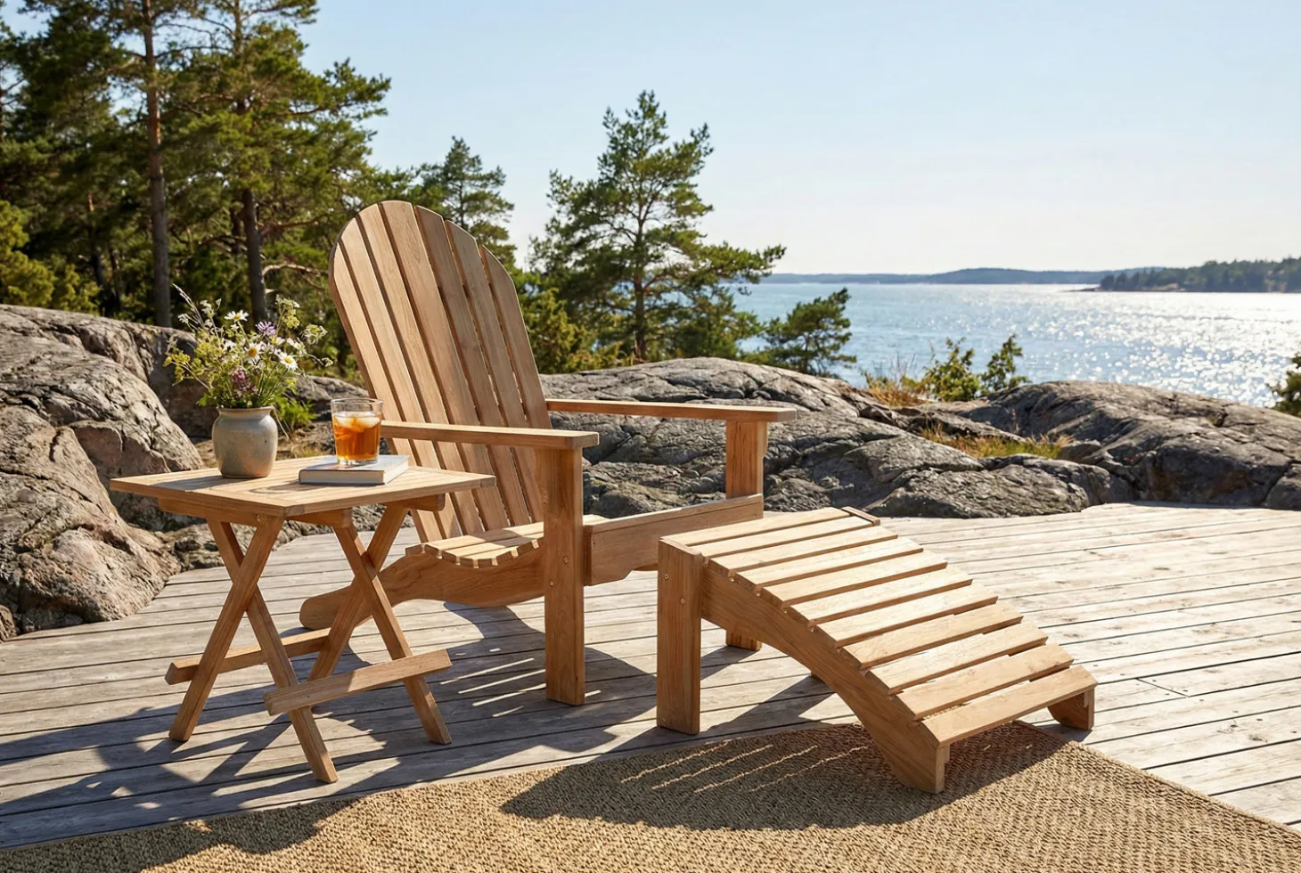 Opal Däckstol Vitblästrad Teak
