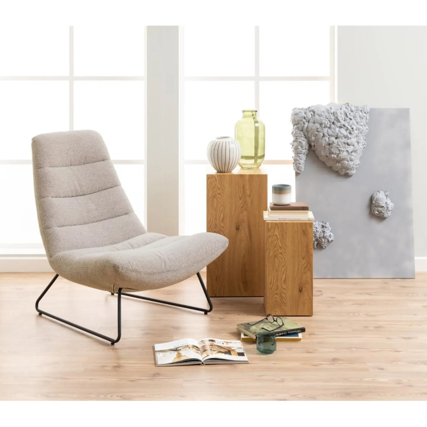 Pessac Loungefåtölj Monza tyg Beige