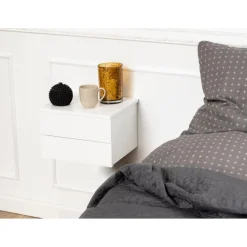 Pigalle Sängbord 2 Lådor Vit