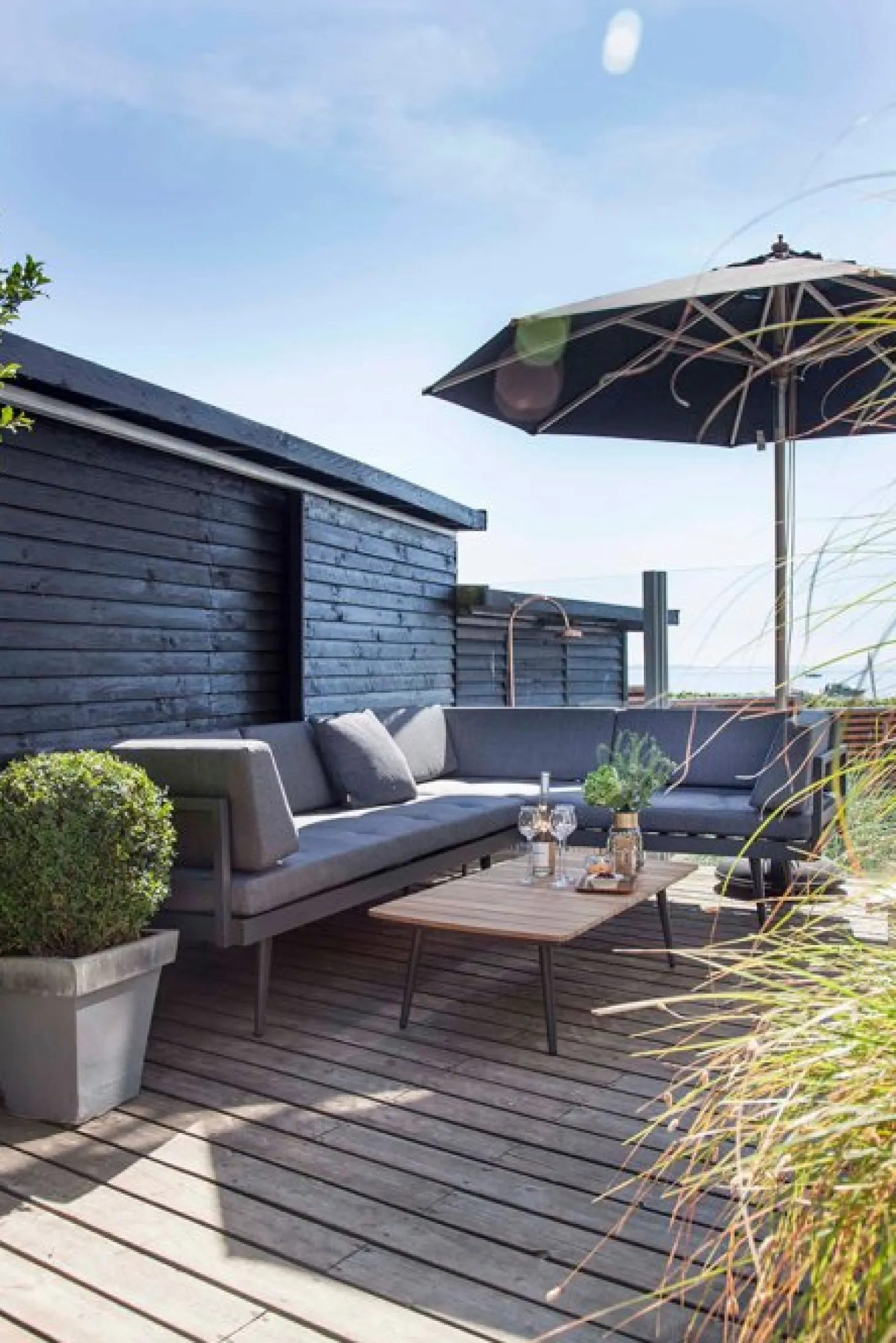 Rio Antracit/Teak Loungebord 60x120 cm