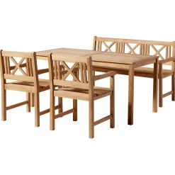 Rosenborg Trädgårdsmöbelset med 1 Bord, 1 Bänk och 2 Stolar Teak
