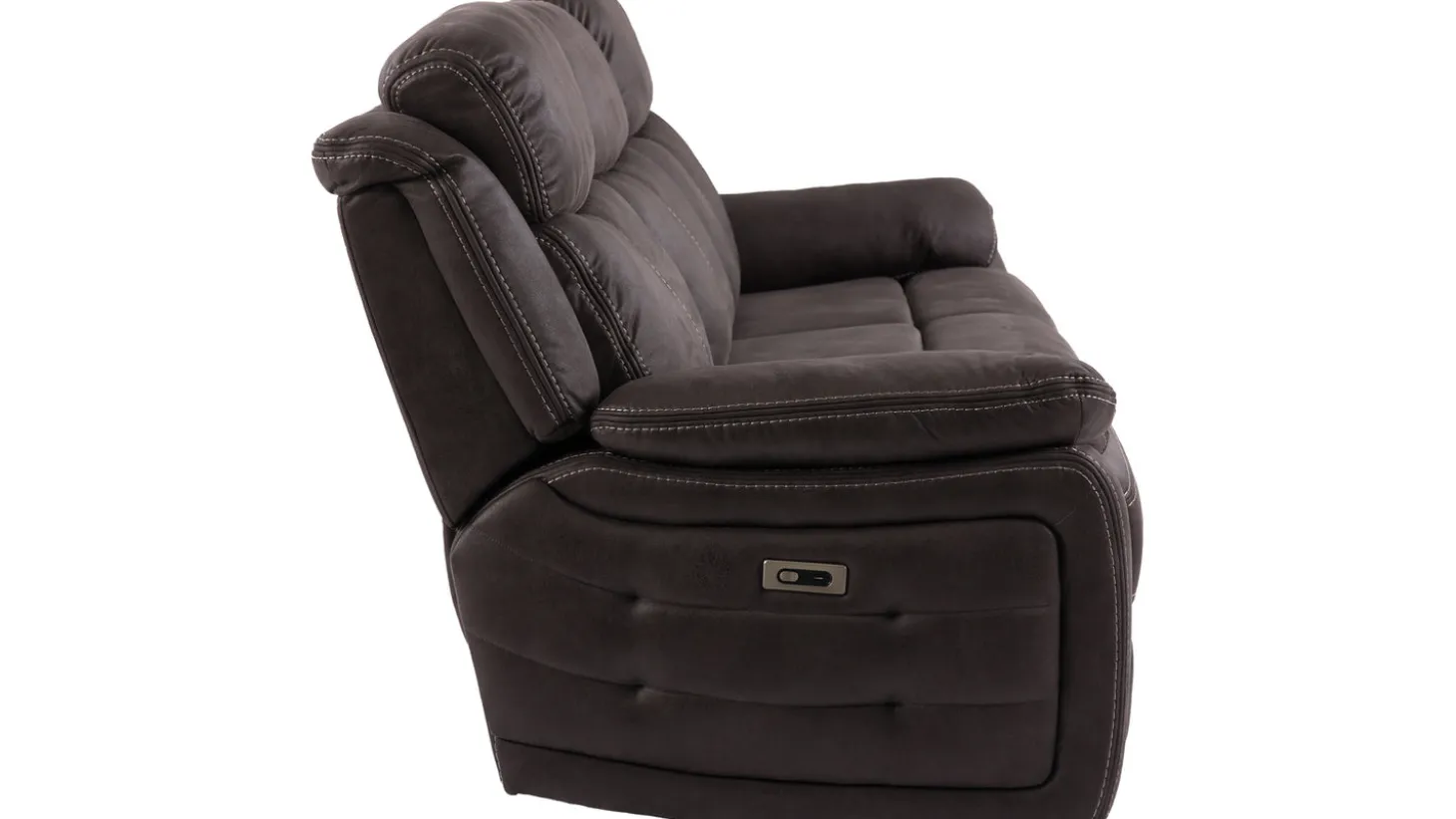 Teddy 3-Sits Reclinersoffa brungrått tyg