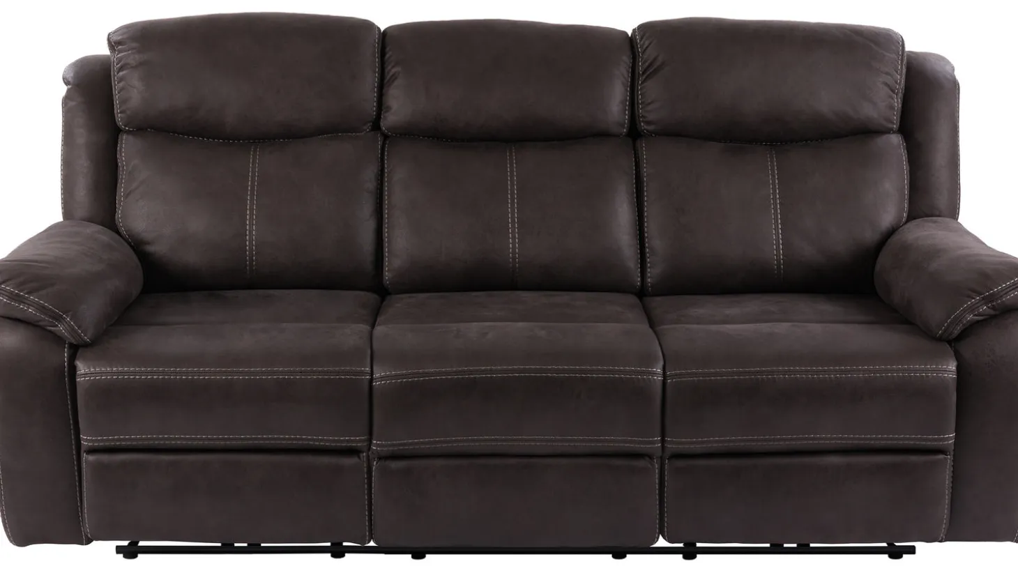 Teddy 3-Sits Reclinersoffa brungrått tyg