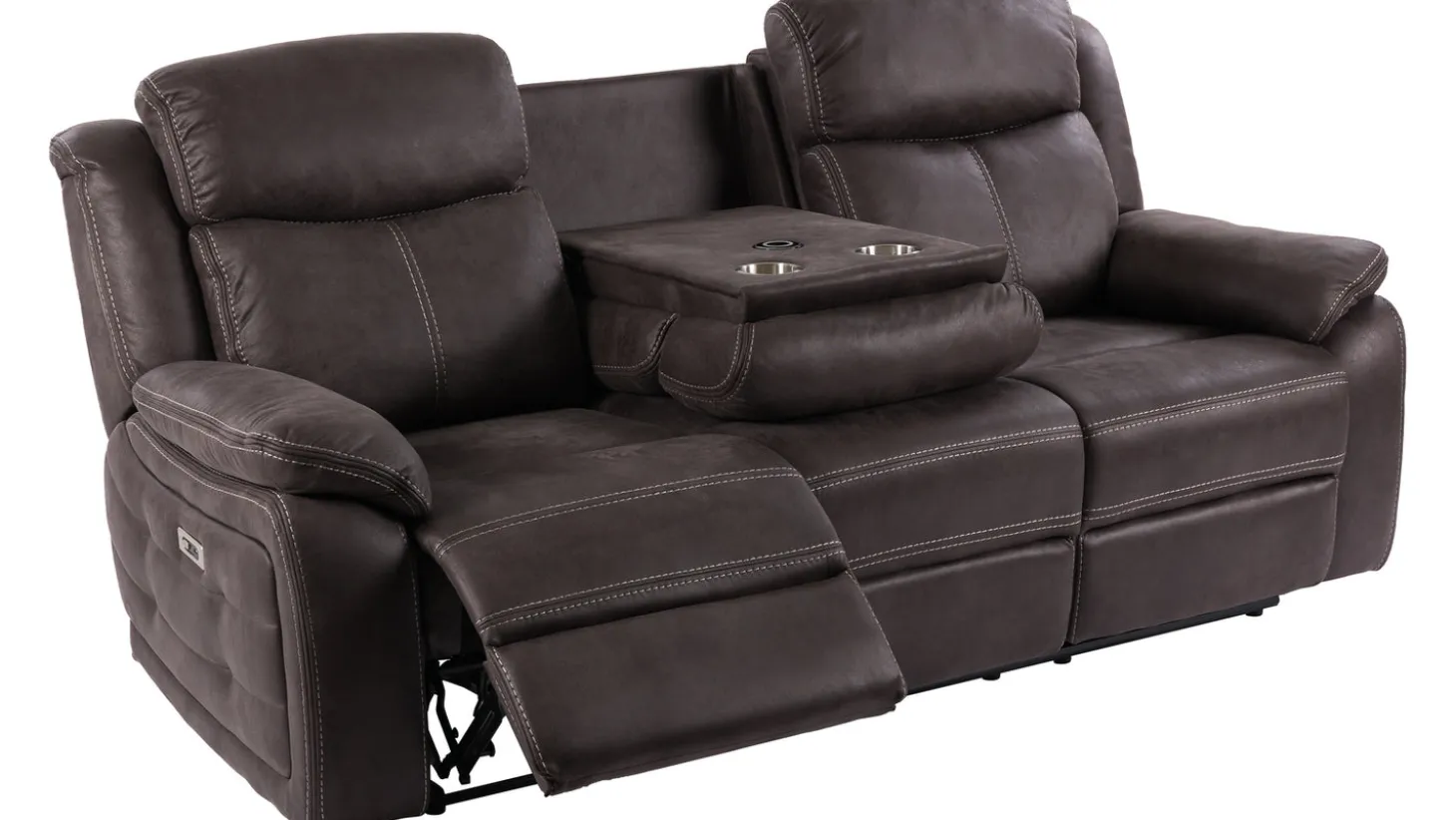 Teddy 3-Sits Reclinersoffa brungrått tyg