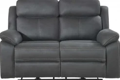 Teddy 2-Sits Reclinersoffa Grått Microfibertyg
