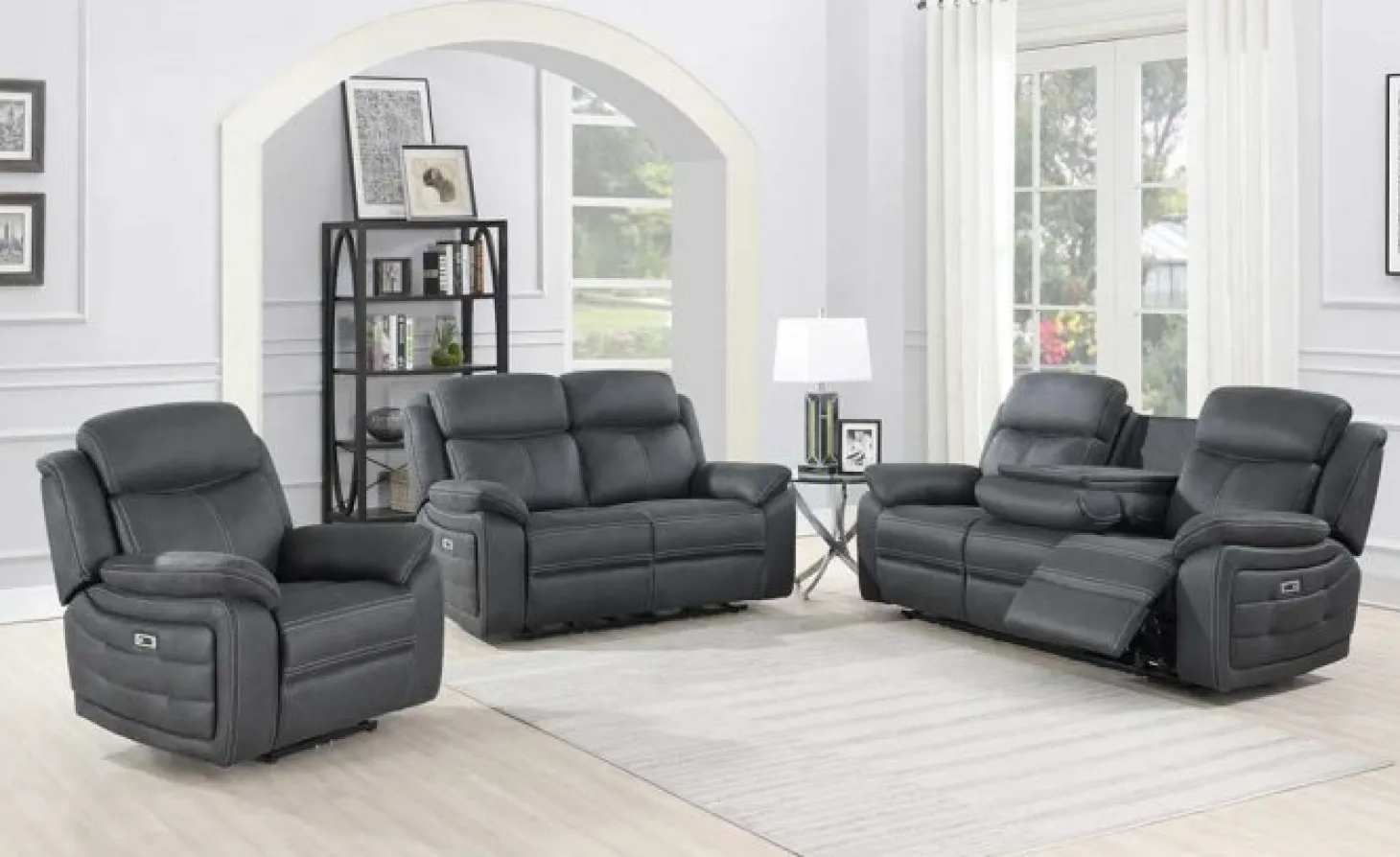 Teddy 2-Sits Reclinersoffa Grått Microfibertyg