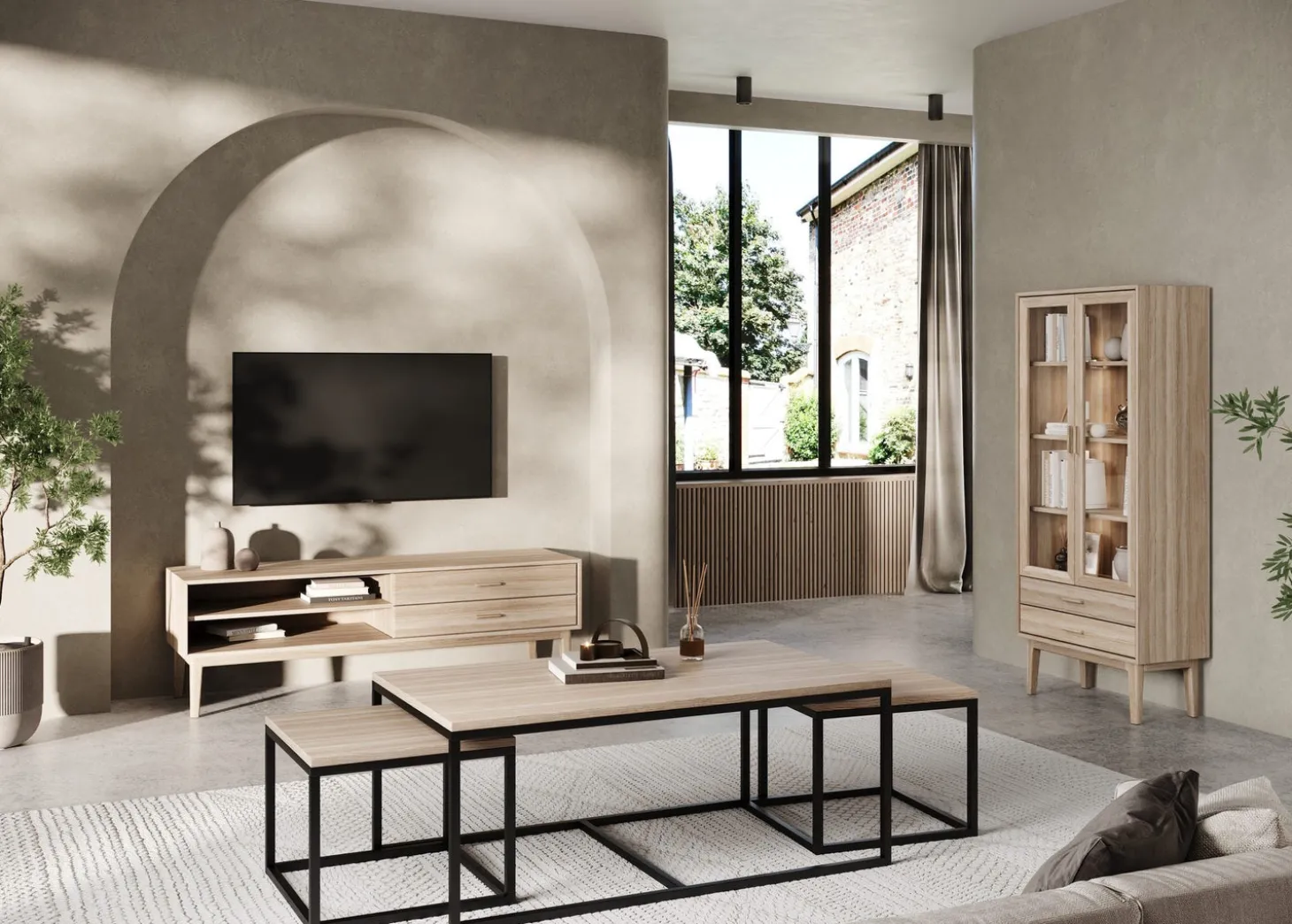 TV-bänk Nr.700 183x39 cm Vitoljad Ek