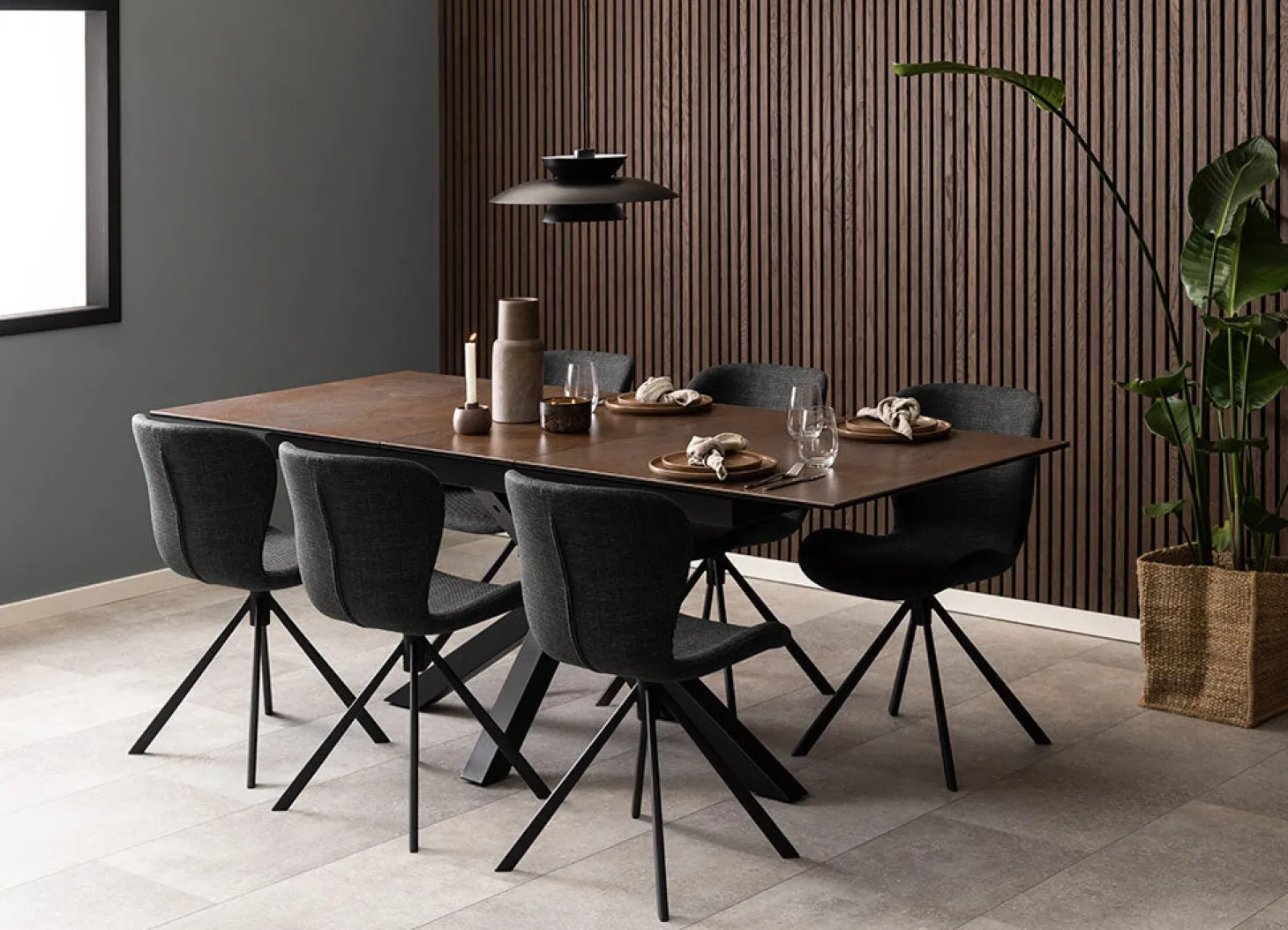 Verdun Matbord 90x160-210 cm Brun Keramik