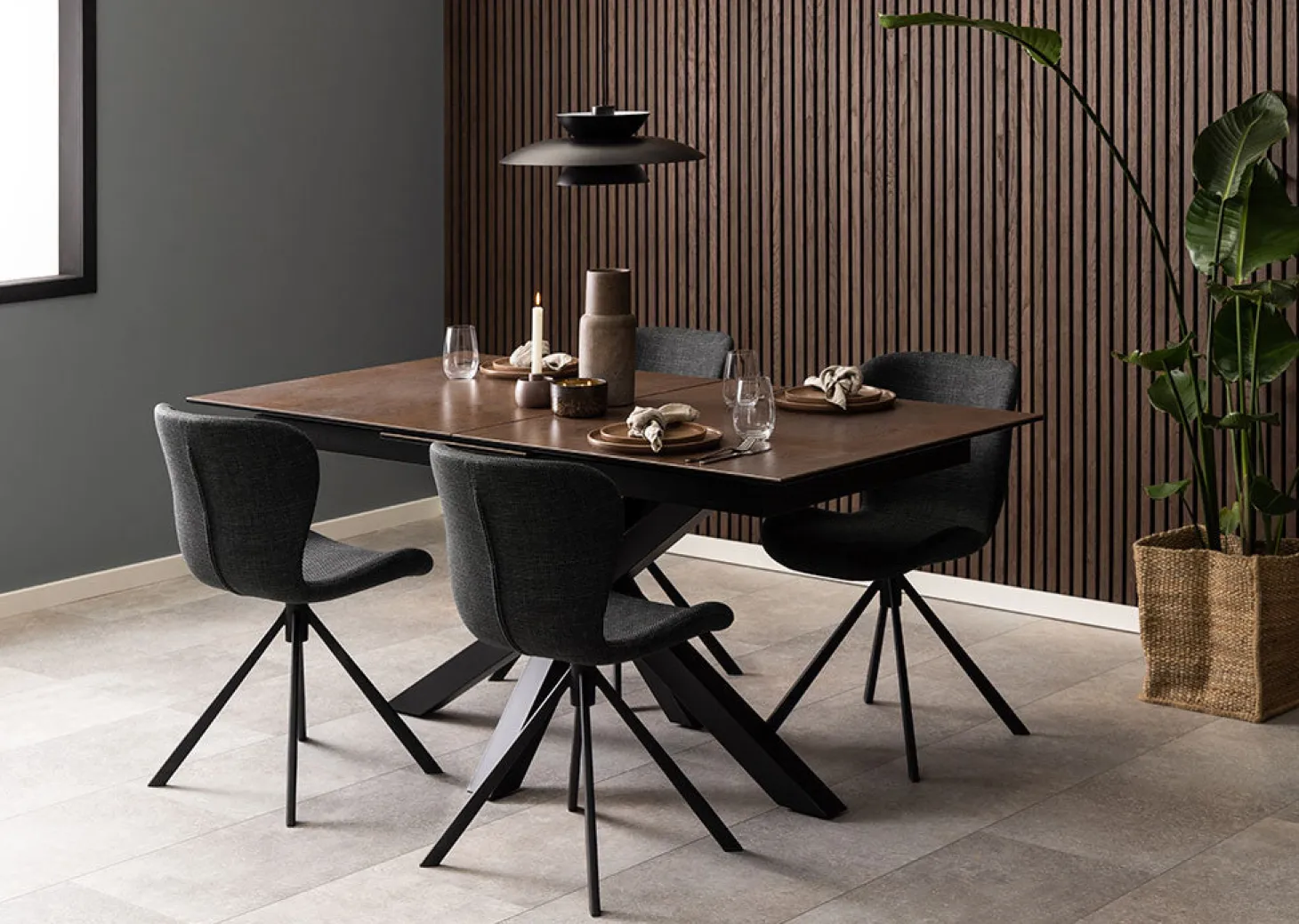 Verdun Matbord 90x160-210 cm Brun Keramik