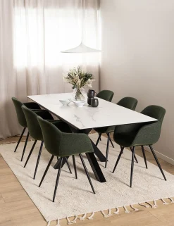 Verdun Matbord 90x160-210 cm Vit Keramik