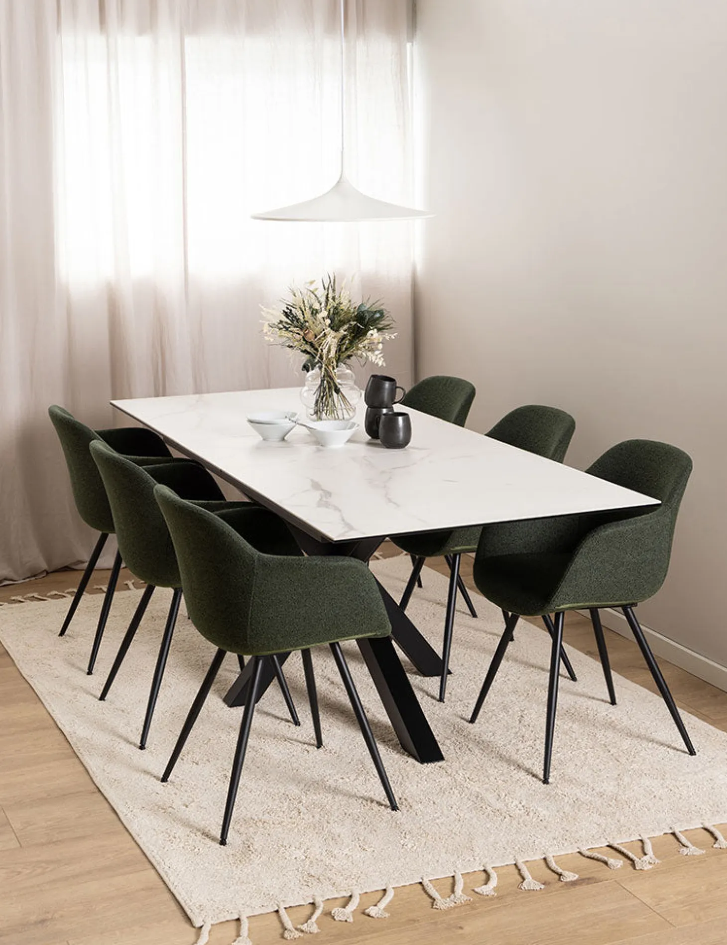 Verdun Matbord 90x160-210 cm Vit Keramik