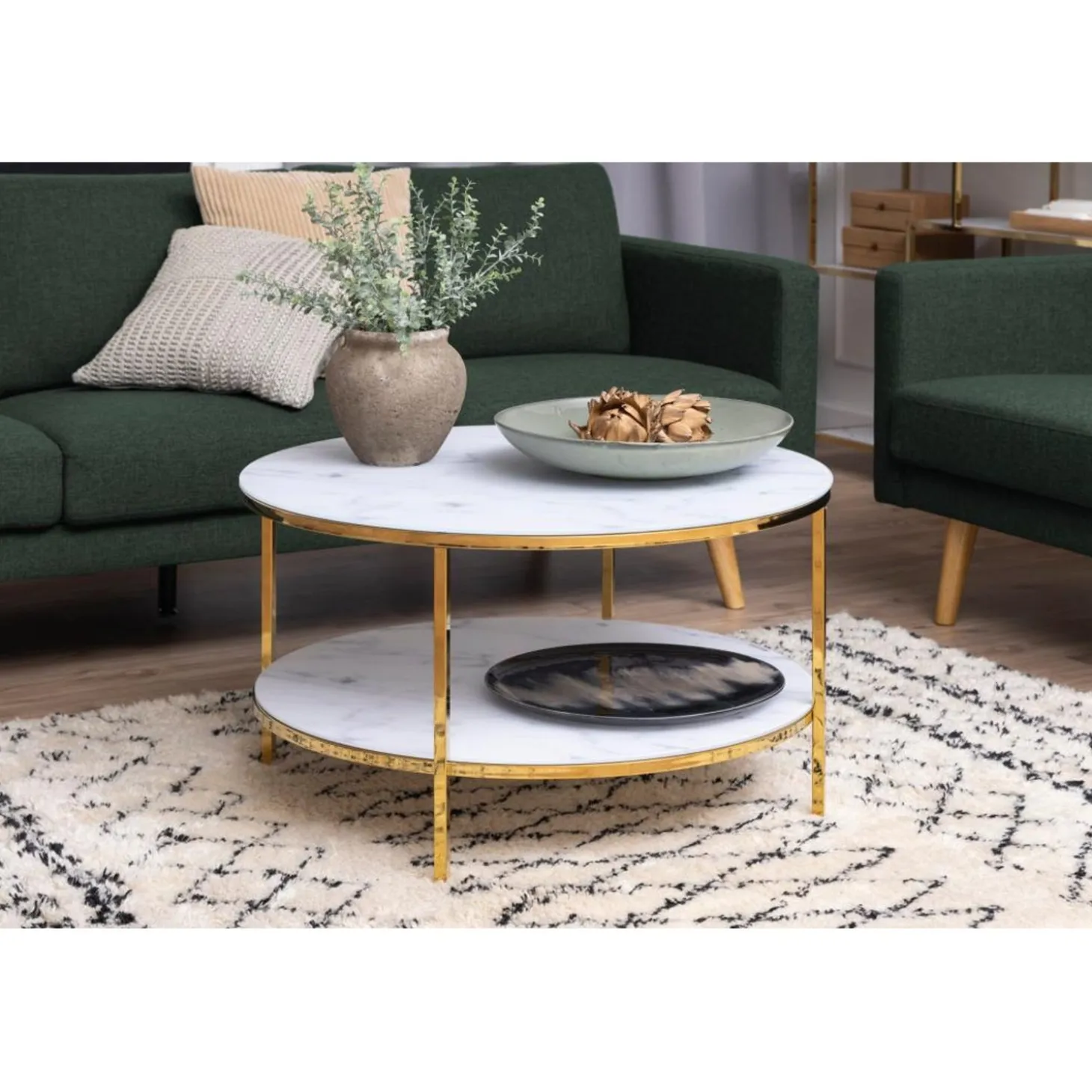 Versailles Soffbord med hylla Rund 80 cm