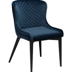 Vetro Stol Midnight Blue Velvet, Black Oak