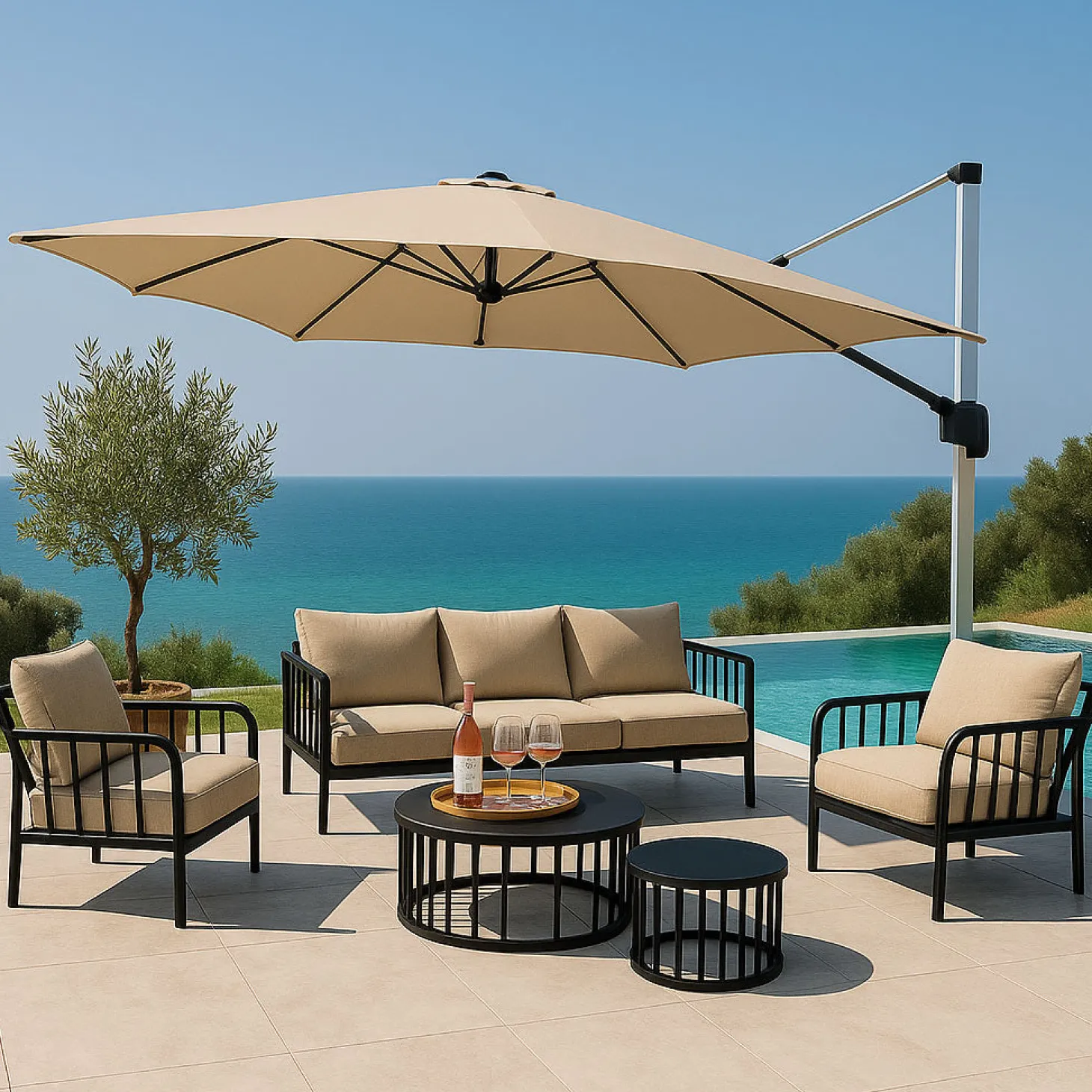Vitoria Frihängande Parasoll 3,5m Beige
