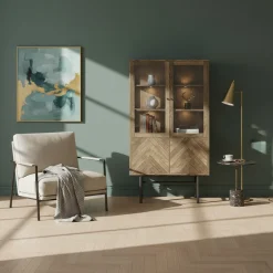 Vitrinskåp Nr.230 Fiskbensdörrar 100x180 cm Rökoljad Ek